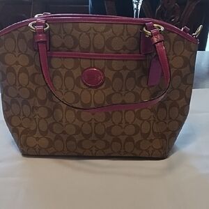 Coach Signature Brown and Pink Tote Bag
